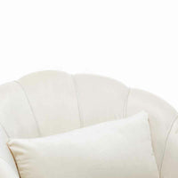 Poltrona Sedia Relax in Tessuto e Metallo Imbottita Design Moderno Beige Oro