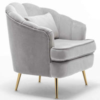 Poltrona Sedia Relax in Tessuto e Metallo Imbottita Design Moderno Grigio Oro