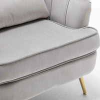Poltrona Sedia Relax in Tessuto e Metallo Imbottita Design Moderno Grigio Oro