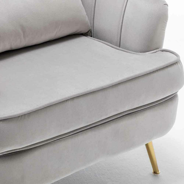 Poltrona Sedia Relax in Tessuto e Metallo Imbottita Design Moderno Grigio Oro