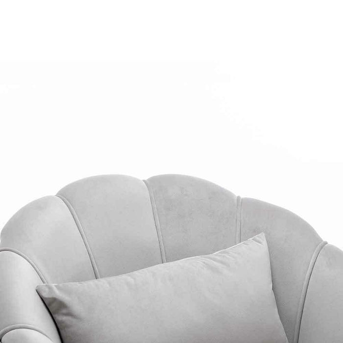 Poltrona Sedia Relax in Tessuto e Metallo Imbottita Design Moderno Grigio Oro