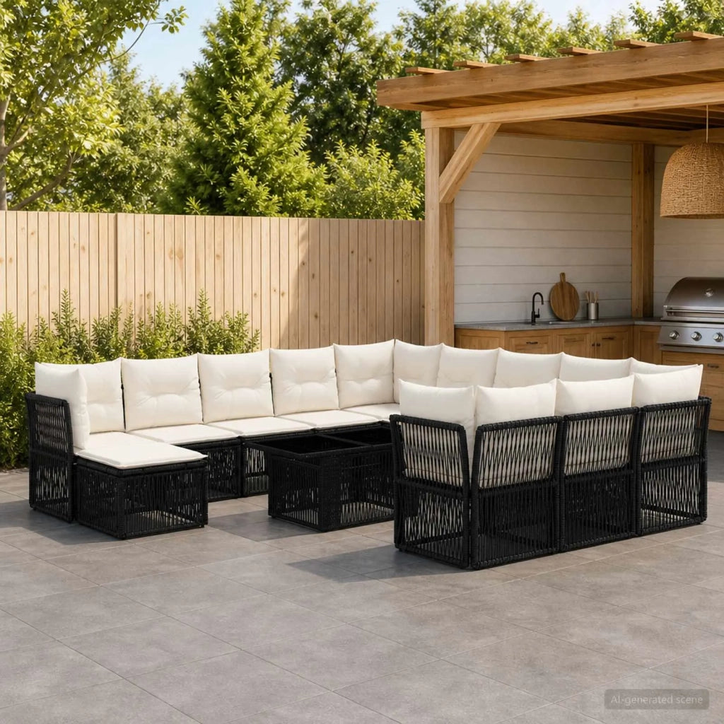 Set Divano da Giardino 13 pz Nero polyrattan 3436582