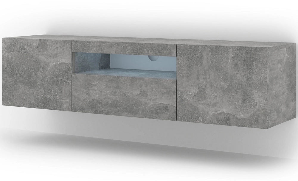 Mobile TV sospeso o a terra Led Incluso 150x42/36x37 Cm STAND AURA cemento