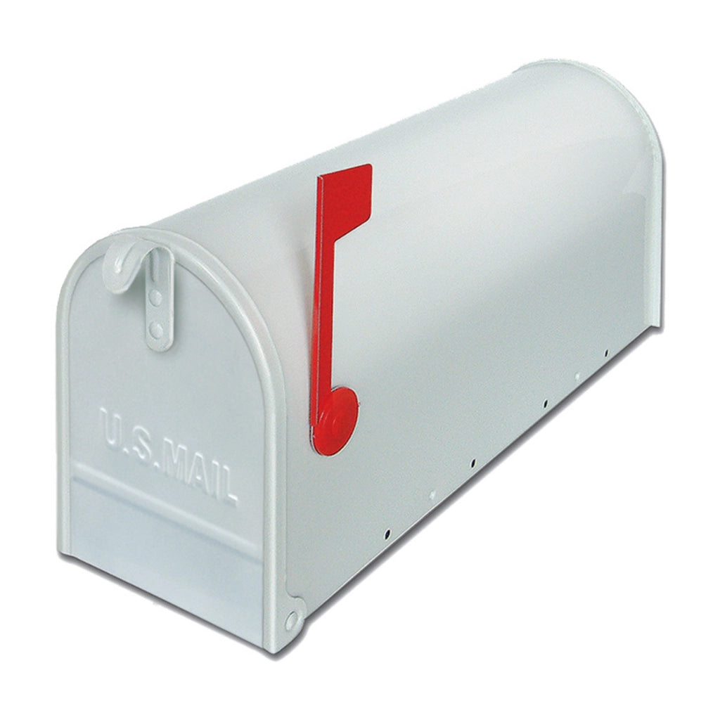 ALUBOX Cassetta Posta Americana 22X17X48 Cm Cassetta Postale In Lamiera Zincata Cassetta Postale Da Esterno Formato Rivista Con Bandierina COLORE: BIANCO