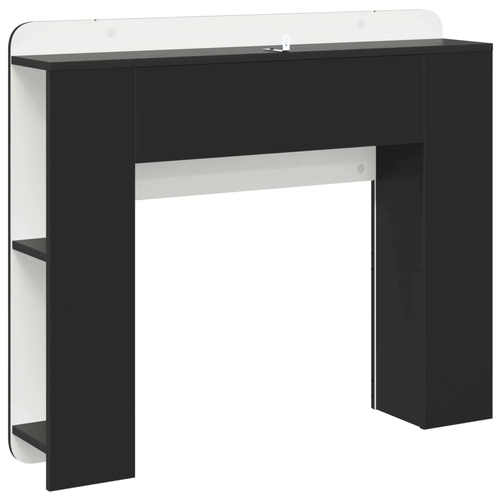 Testata del letto con archiviazione Nero Legno ingegnerizzato