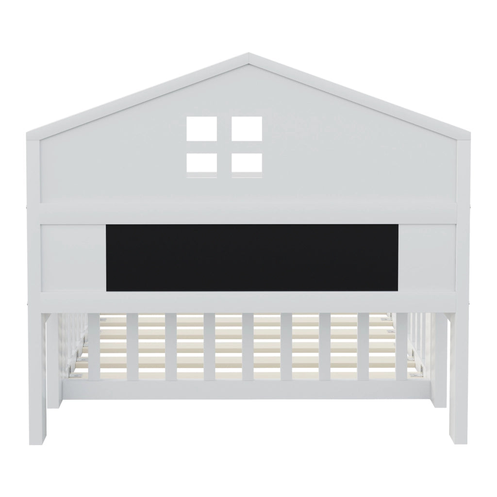 LETTO per bambini 90x200 cm in legno massello bianco con testiera portaoggetti