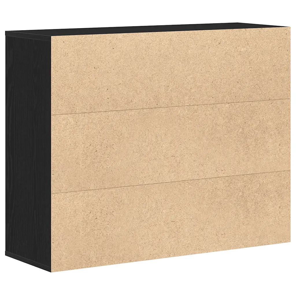 Credenza Rovere Nero 88x30x70 cm in Legno Multistrato 862445