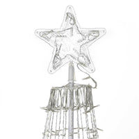 Albero Natale Luminoso 220cm 592 LED Bianco Caldo 8 Giochi Luce Metallo Esterno