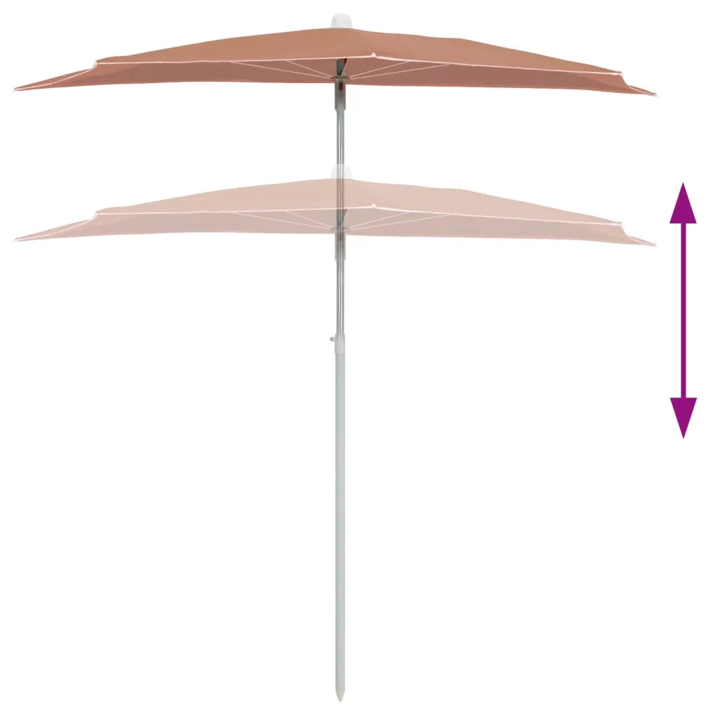 Ombrellone Semicircolare da Giardino e Palo 180x90cm Terracotta 315564