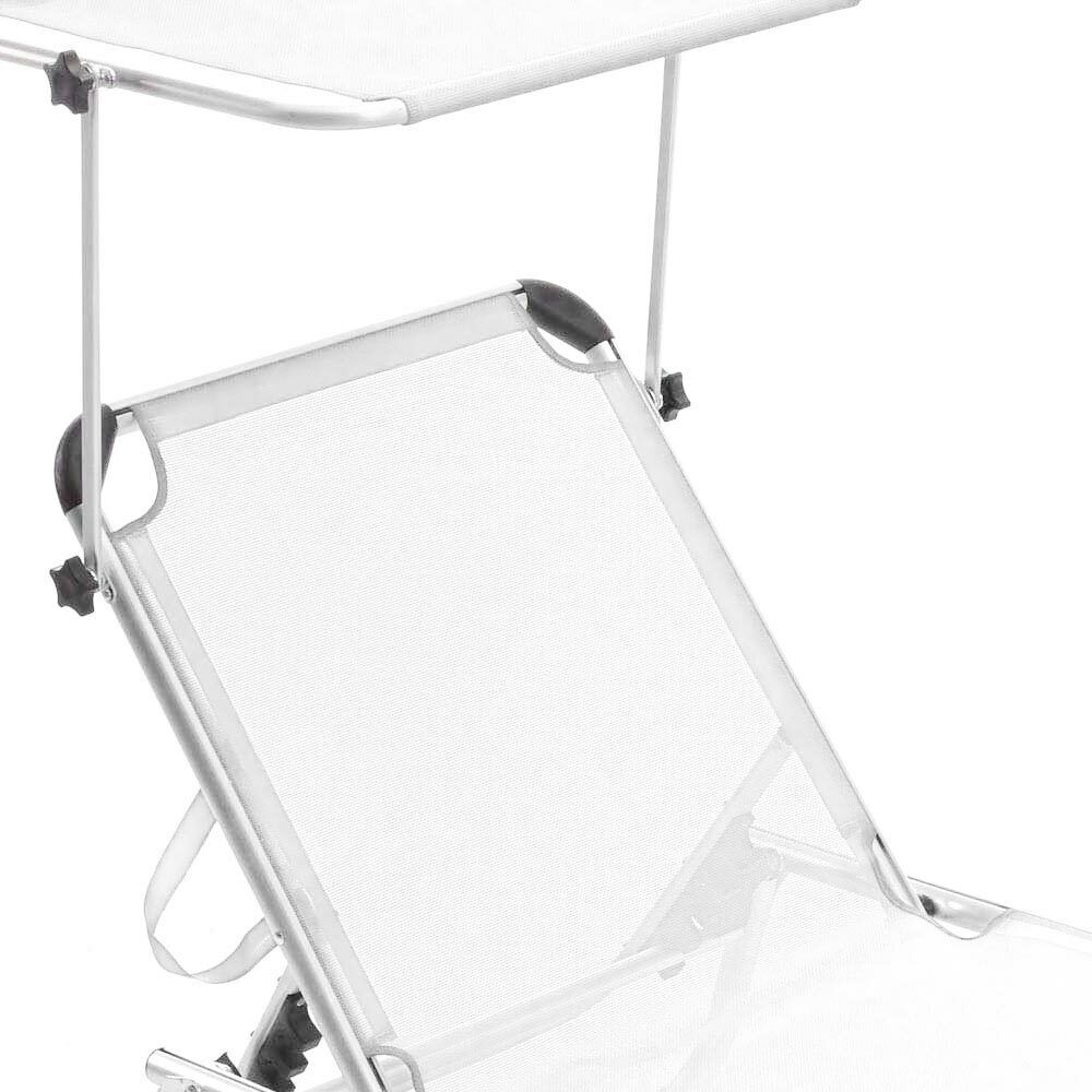 Lettino Prendisole con Tettuccio Parasole Sdraio Mare Bianc Alluminio Pieghevole