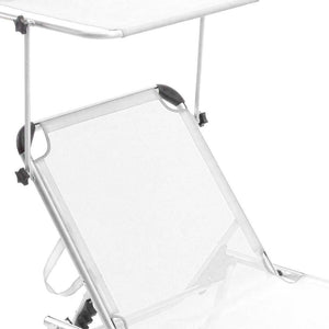 Lettino Prendisole con Tettuccio Parasole Sdraio Mare Bianc Alluminio Pieghevole