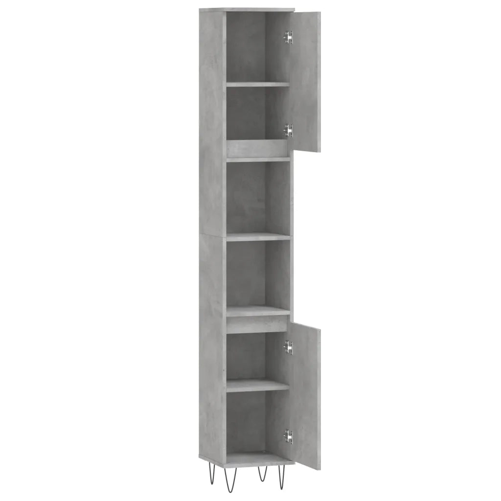 Armadietto Bagno Grigio Cemento 30x30x190 cm Legno Multistrato 831536
