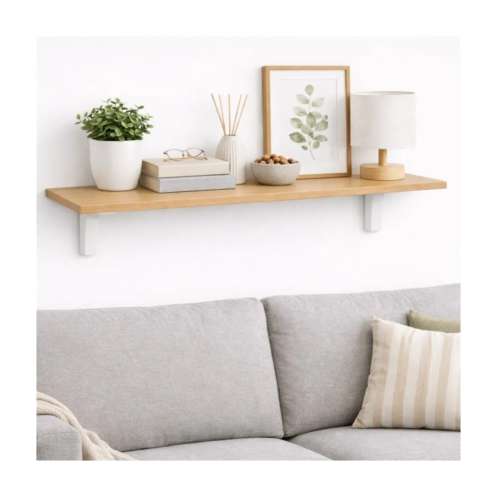 Mensola da Muro da appoggio in Legno nobilitato spessore 1,8 cm in colore Faggio 60x30 cm