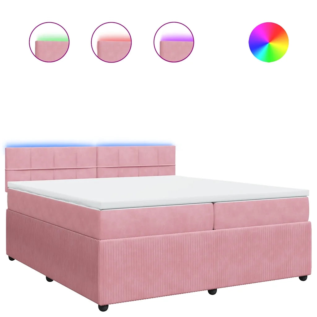 Giroletto a Molle con Materasso Rosa 200x200 cm in Velluto 3290135