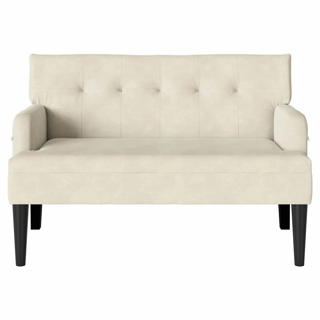 Panca Chesterfield Crema 112 x 65,5 x 75 cm Velluto 42019293