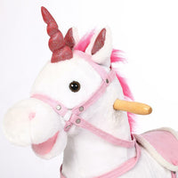 Unicorno a Dondolo Cavalcabile Peluche Cavallo Giocattolo Bambini Suoni Bianco