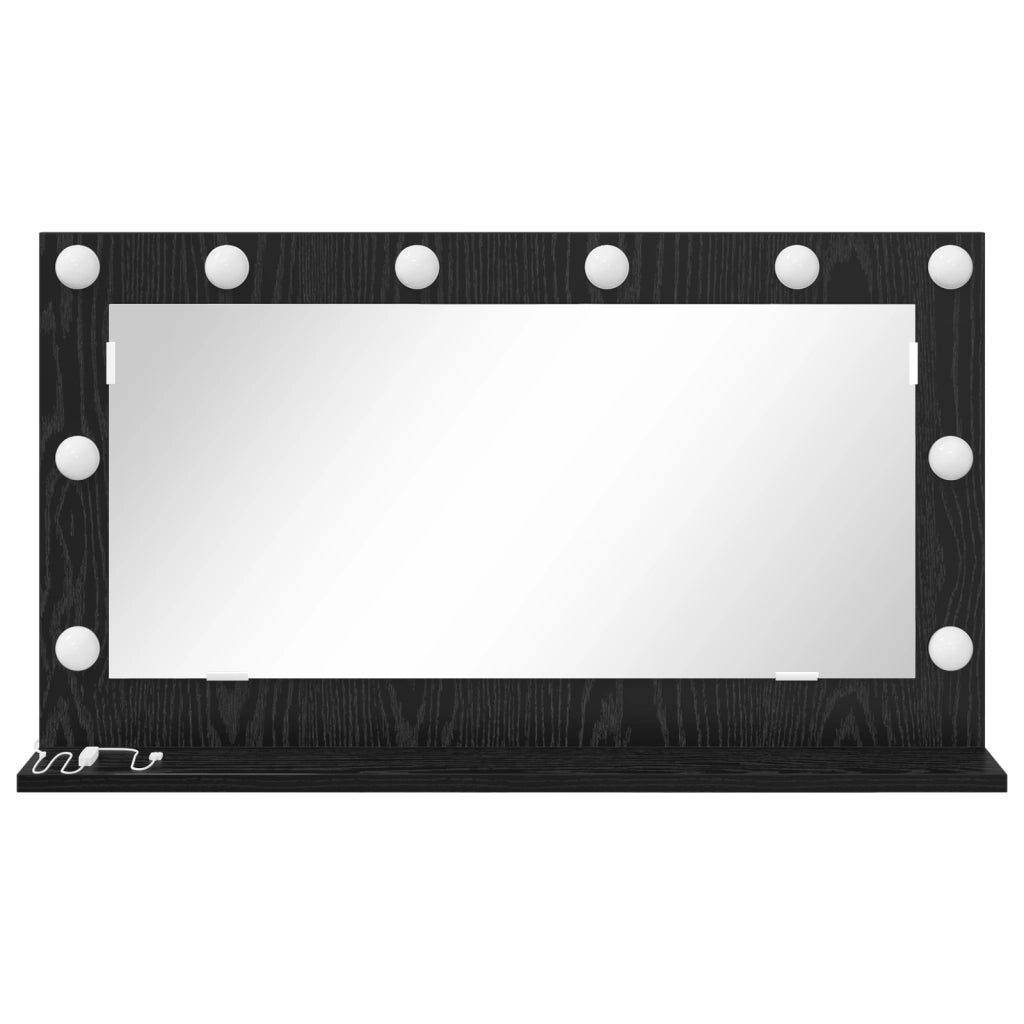 Specchio da toeletta con luci a LED Frassino Nero 80x45x18 cm