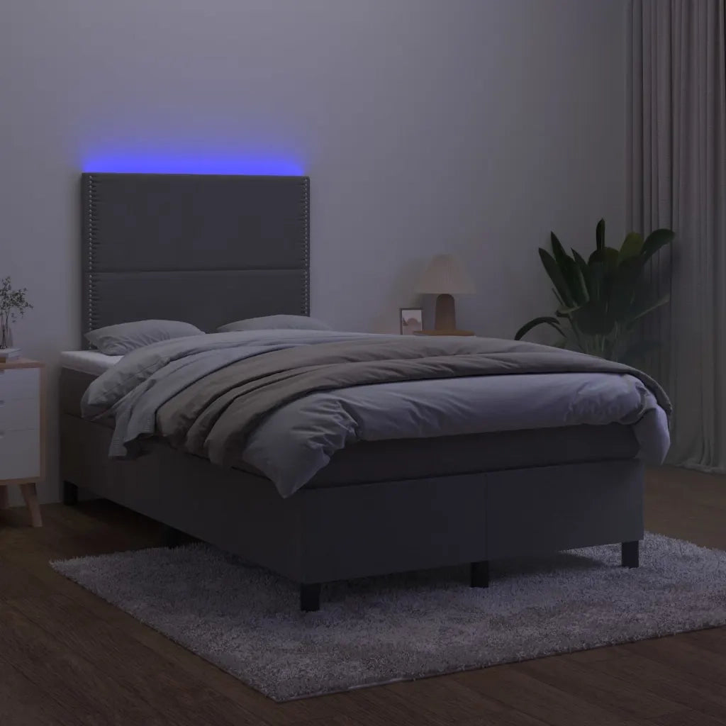 Letto a Molle con Materasso e LED Grigio Scuro 120x200 cm 3136054