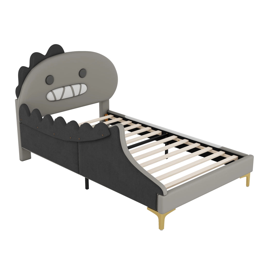 LETTO Bimbi a forma di dinosauro 90x200 cm PU Grigio