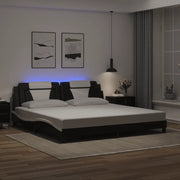 Giroletto Viana con LED senza Materasso Nero e Bianco 200x200 cm 3214048