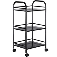 Carrello Estetista 3 Ripiani in Metallo Nero 4 Ruote Arredo Bagno Salvaspazio
