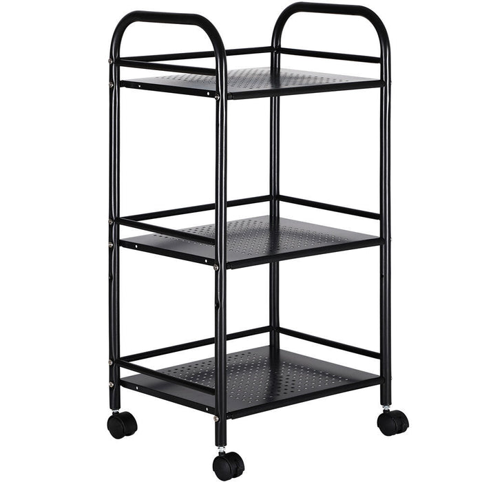 Carrello Estetista 3 Ripiani in Metallo Nero 4 Ruote Arredo Bagno Salvaspazio