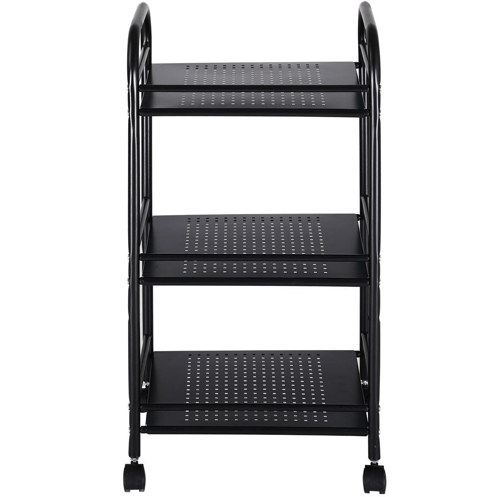 Carrello Estetista 3 Ripiani in Metallo Nero 4 Ruote Arredo Bagno Salvaspazio