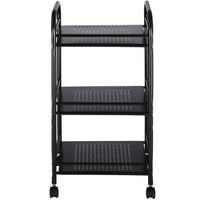 Carrello Estetista 3 Ripiani in Metallo Nero 4 Ruote Arredo Bagno Salvaspazio