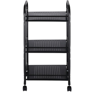 Carrello Estetista 3 Ripiani in Metallo Nero 4 Ruote Arredo Bagno Salvaspazio