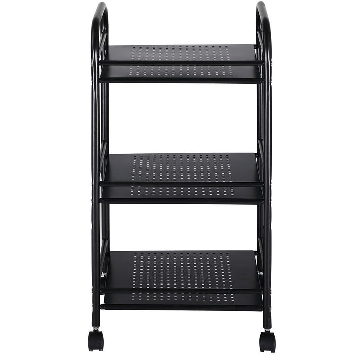 Carrello Estetista 3 Ripiani in Metallo Nero 4 Ruote Arredo Bagno Salvaspazio
