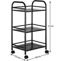 Carrello Estetista 3 Ripiani in Metallo Nero 4 Ruote Arredo Bagno Salvaspazio