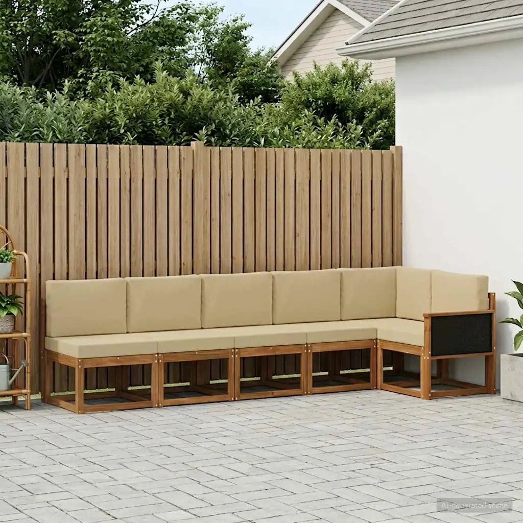 Set di divani da esterno 6 pcs Naturale e Beige Poliestere 3385244