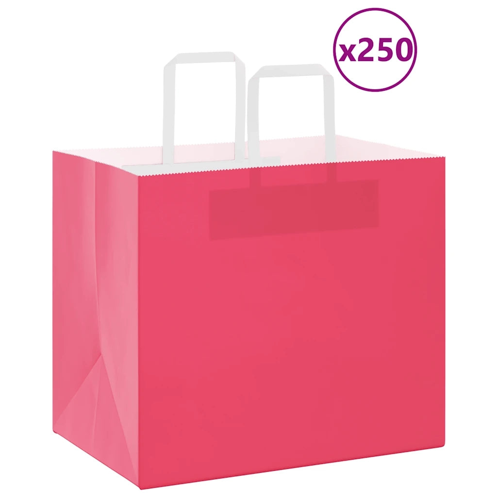 Sacchetti di Carta 250 pz con Manici Rosa 32x22x28 cm