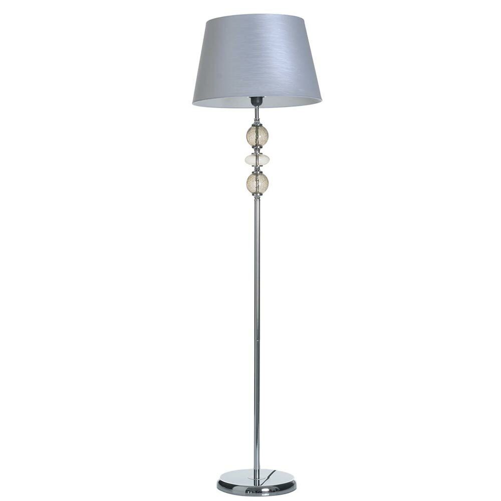 Lampada Piantana da Terra in Metallo Cristallo Tessuto Bianco Design Moderno