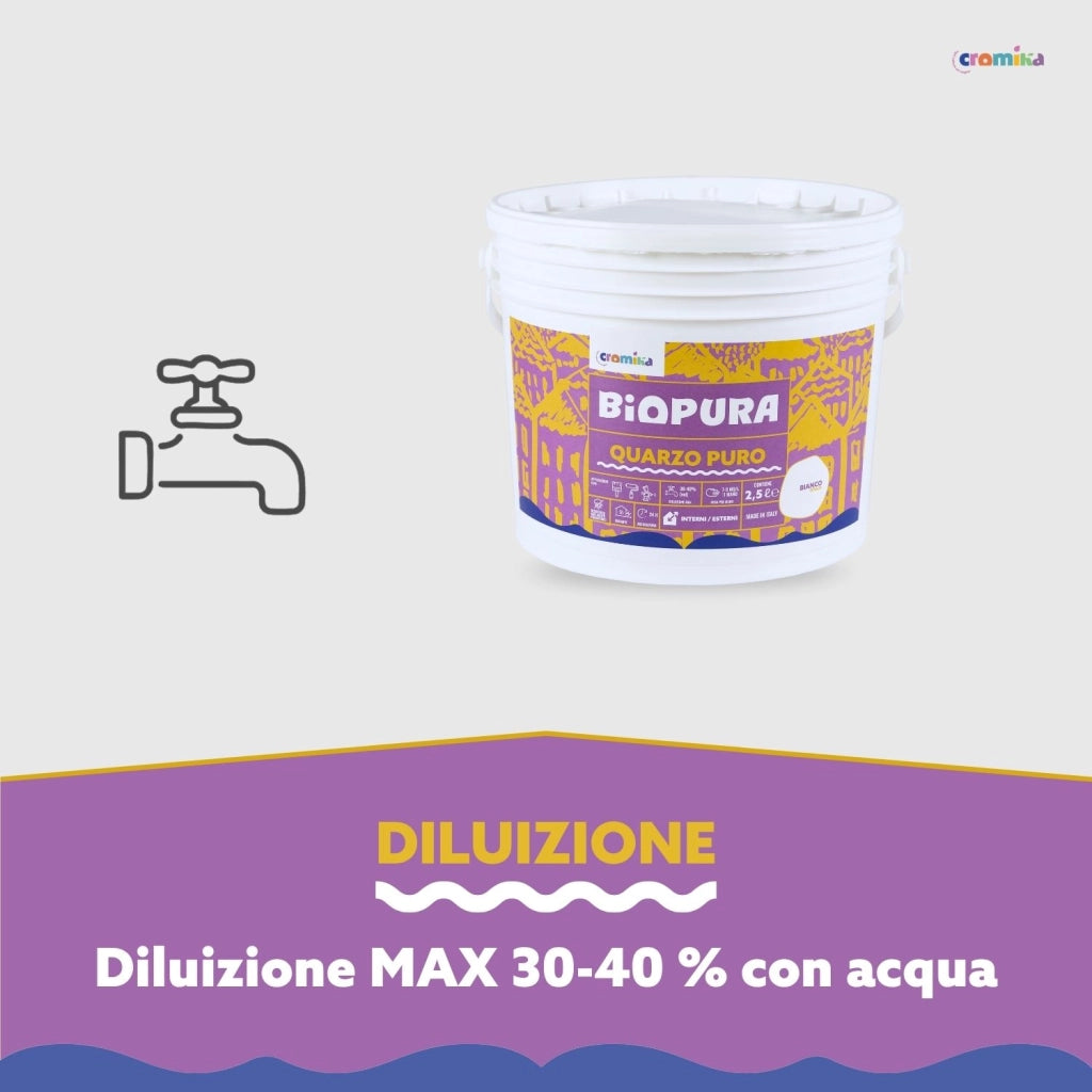 Pittura murale quarzo puro interni esterni finitura opaca linea biopura cromika *** formato 2.5 lt, confezione 1