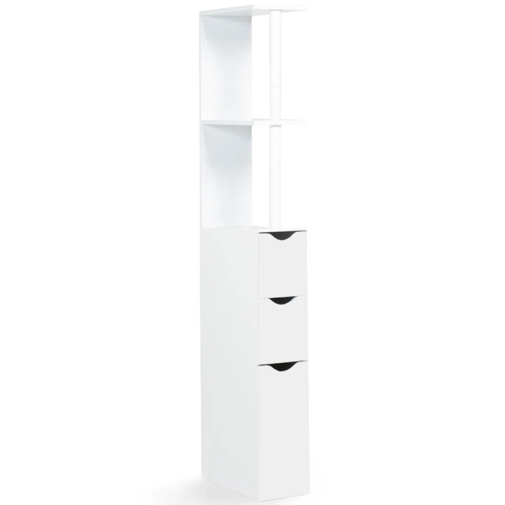 ProBache - Scaffalatura per toilette in legno bianco con 3 ante bianche WILLY