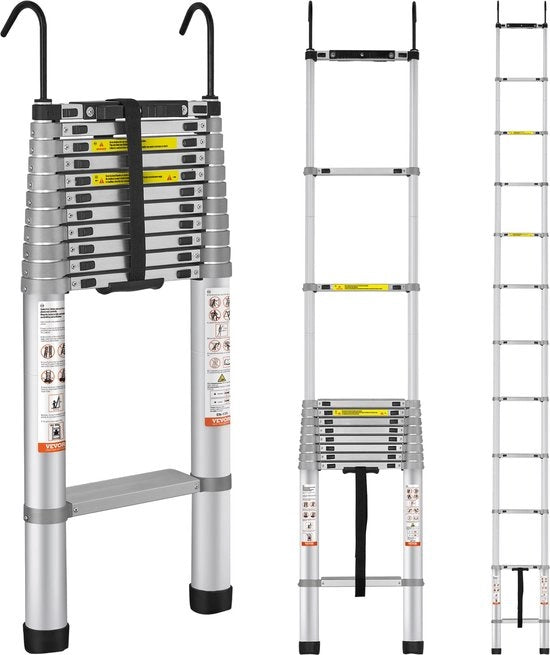 Scala Telescopica 4,59 metro - Scala con Serranda - 13,2 kg - Capacità di Carico 190 kg