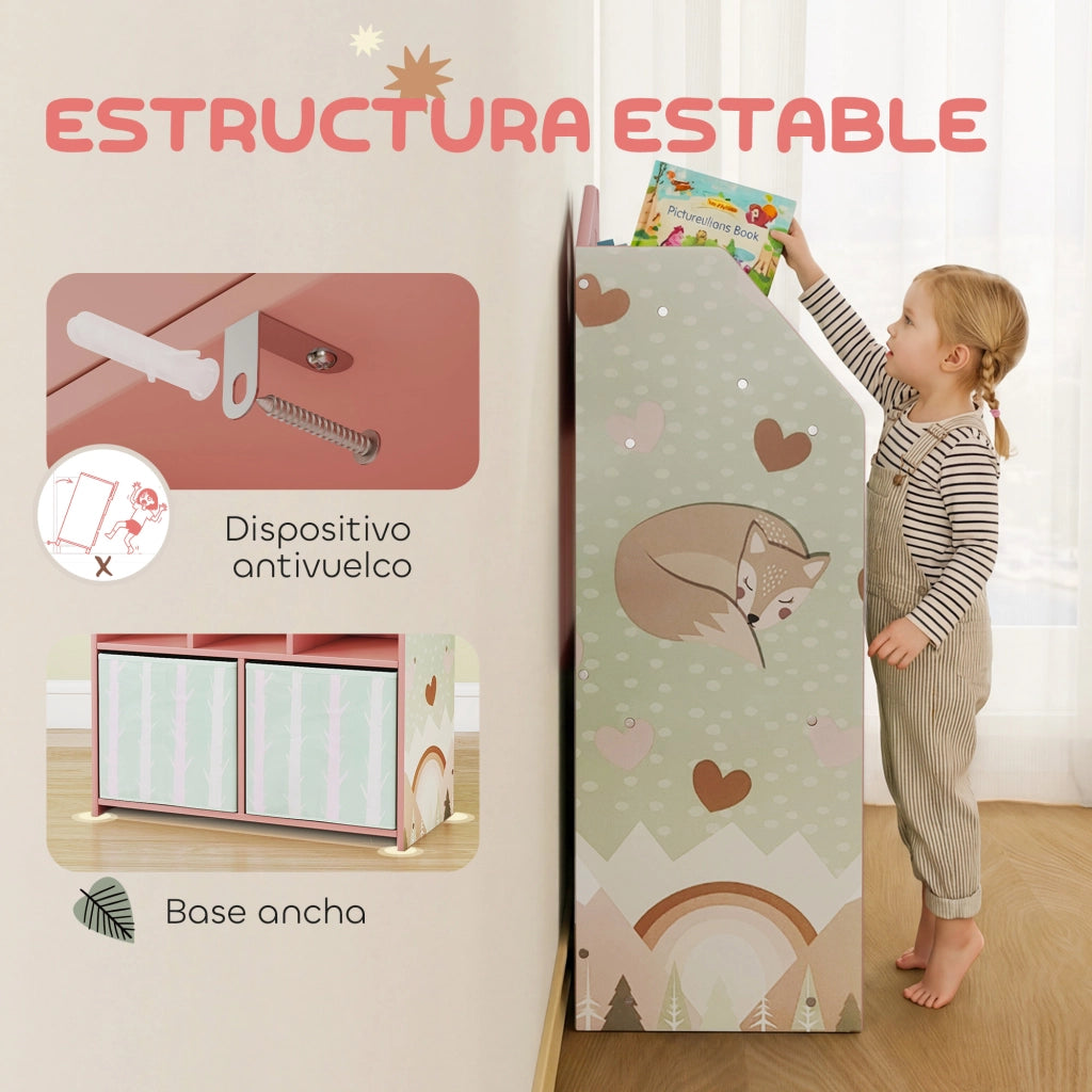 Libreria per bambini con cassetti e scaffali aperti ¨C zephmum ¨C rosa