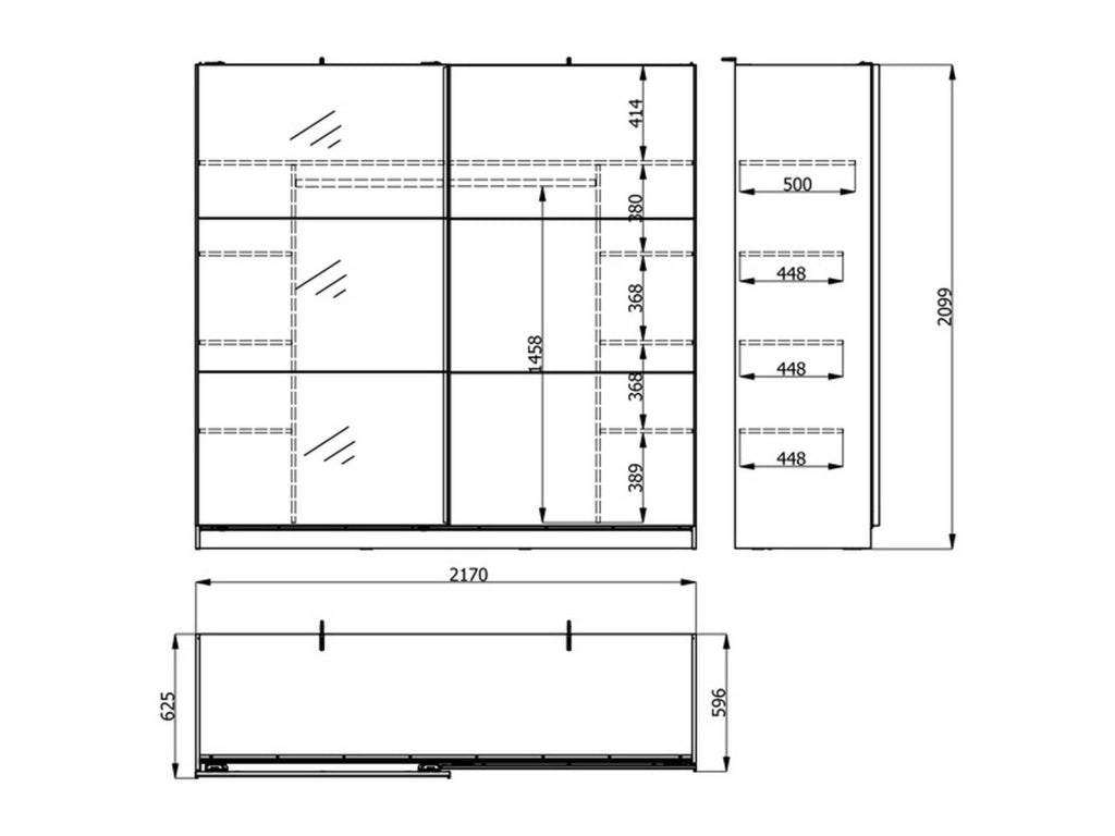 Armadio Camera da Letto Soncino, Guardaroba Grande Appendiabiti, 217x210h cm Bianco Opaco