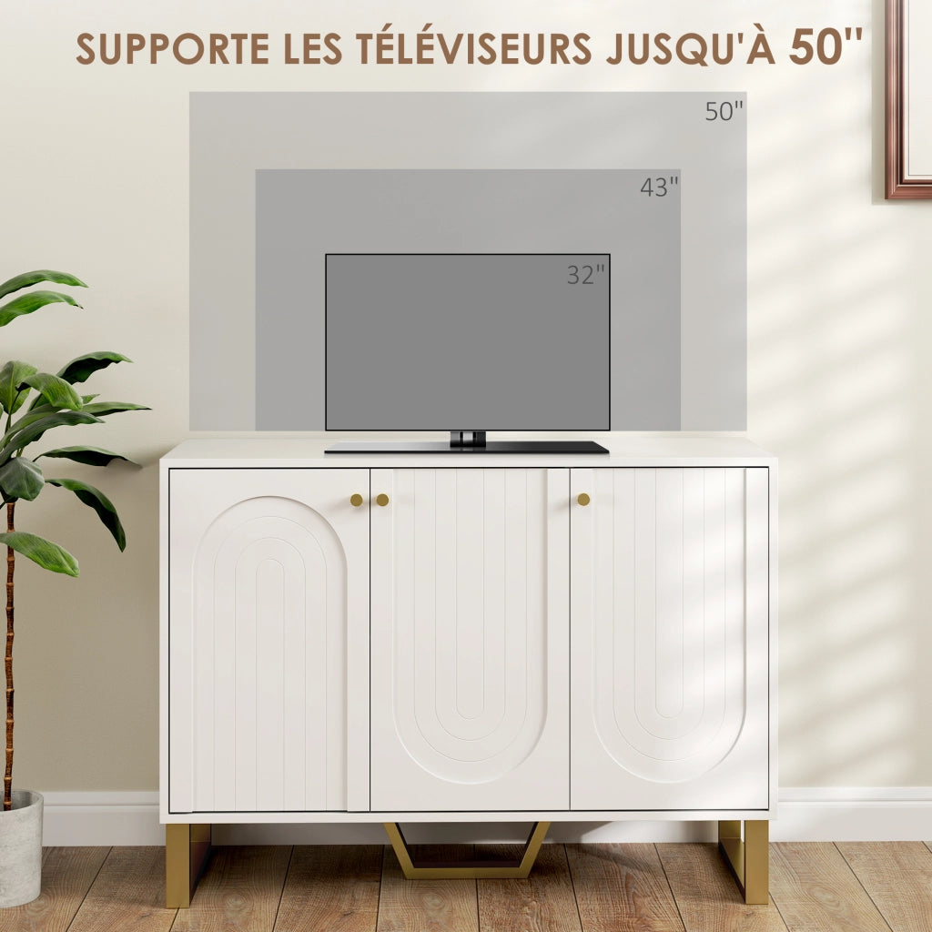 Buffet per soggiorno con ante e ripiano regolabile ¨C zephmum ¨C 106.5x35x77.5 cm, bianco