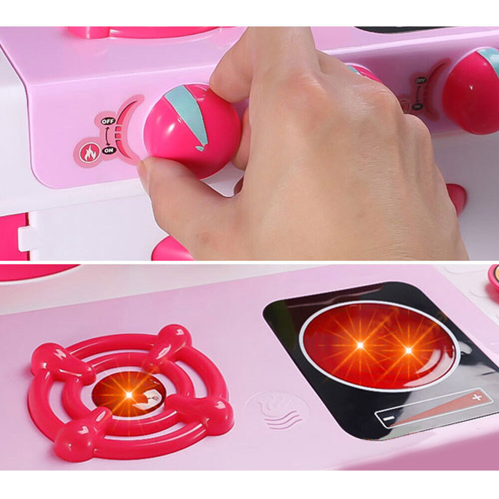 Cucina Giocattolo Bambini con Luci e Suoni 34 Accessori Gioco 87x78x29cm Rosa