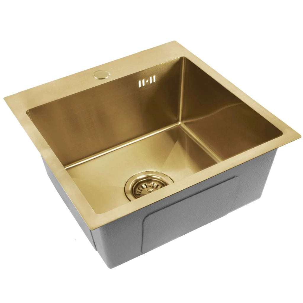 Lavello In Acciaio Leo 40 Brush Gold con rubinetto da cucina
