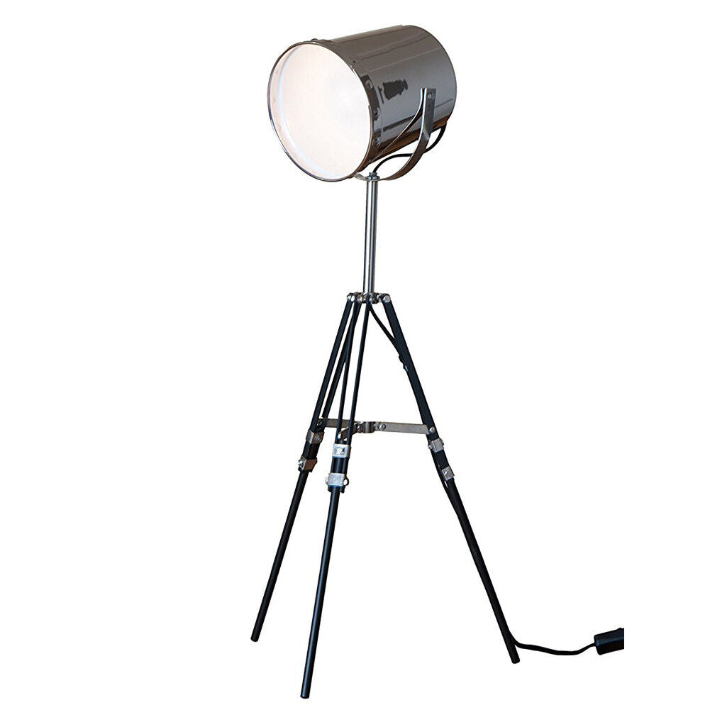 Lampada Da Tavolo Scrivania Teatro Con Treppiedi e Paralume In Ferro 64cm 25W