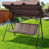 Dondolo da Giardino terrazzo Acciaio e Tessuto Tetto Reclinabile Grigio Marrone