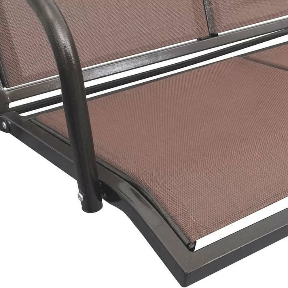 Dondolo da Giardino terrazzo Acciaio e Tessuto Tetto Reclinabile Grigio Marrone