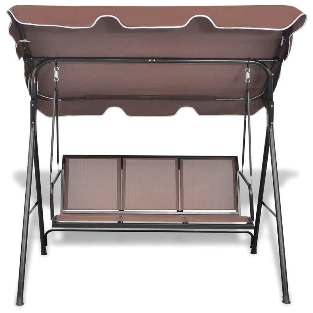 Dondolo da Giardino terrazzo Acciaio e Tessuto Tetto Reclinabile Grigio Marrone