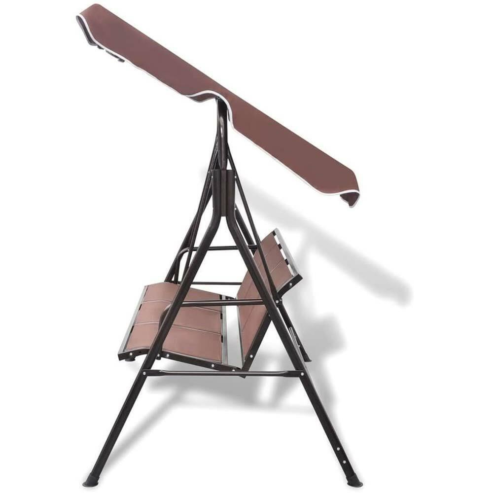 Dondolo da Giardino terrazzo Acciaio e Tessuto Tetto Reclinabile Grigio Marrone