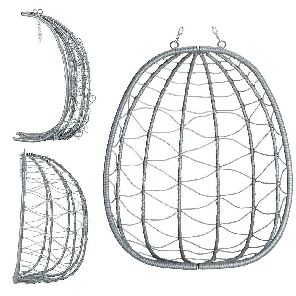 Poltrona Sospesa Giardino Sedia Dondolo Amaca pendolo in Rattan e Metallo Grigio