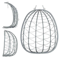 Poltrona Sospesa Giardino Sedia Dondolo Amaca pendolo in Rattan e Metallo Grigio