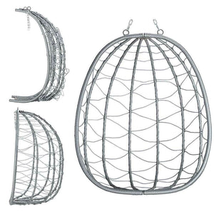 Poltrona Sospesa Giardino Sedia Dondolo Amaca pendolo in Rattan e Metallo Grigio